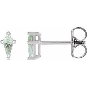 14K White Gold Lab-Grown Green Sapphire Earrings