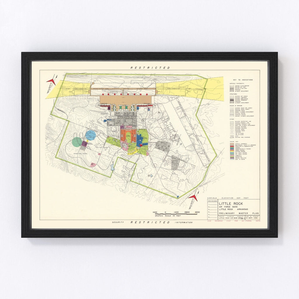 Vintage Map of Little Rock Air Force Base, 1952