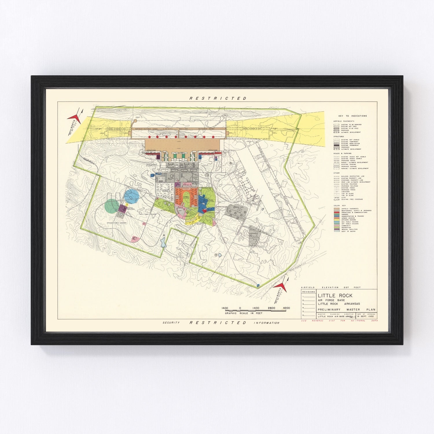 Vintage Map of Little Rock Air Force Base, 1952