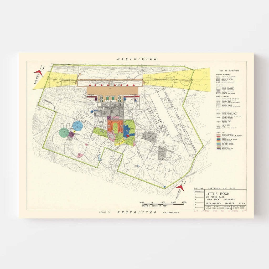 Vintage Map of Little Rock Air Force Base, 1952