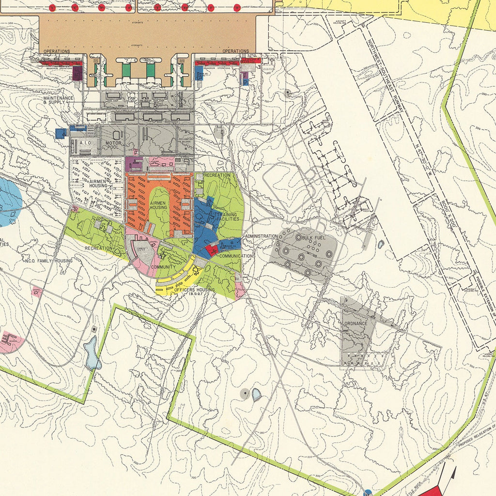 Vintage Map of Little Rock Air Force Base, 1952