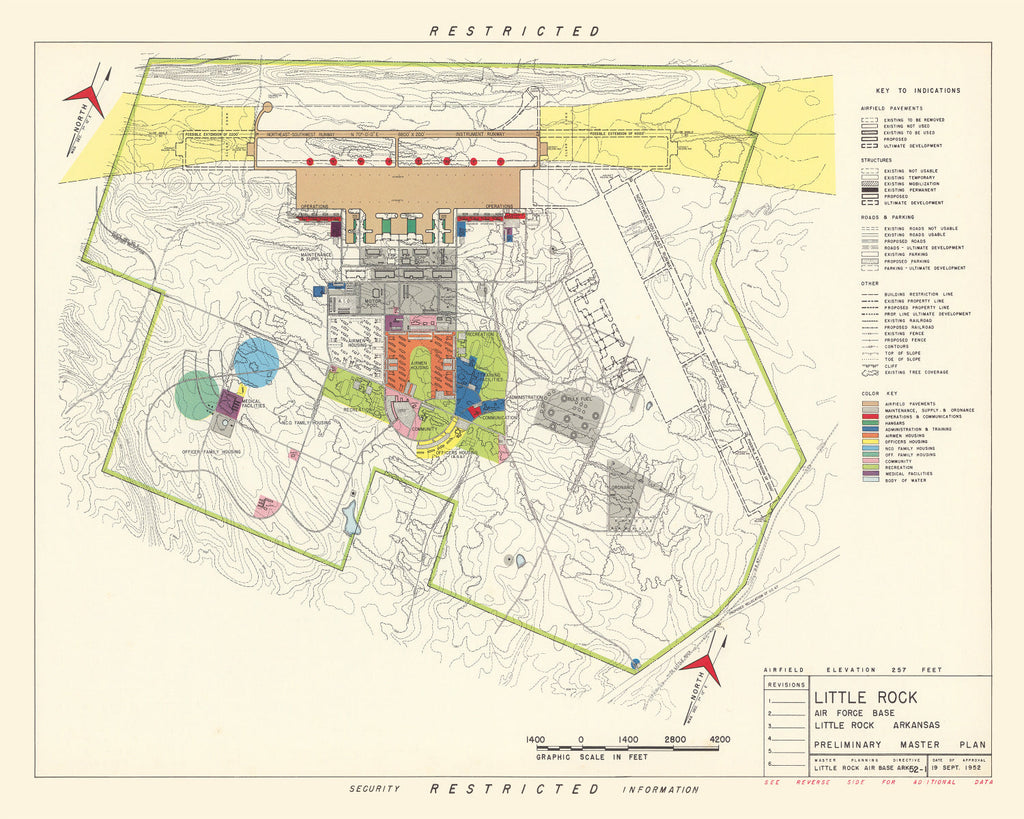Vintage Map of Little Rock Air Force Base, 1952