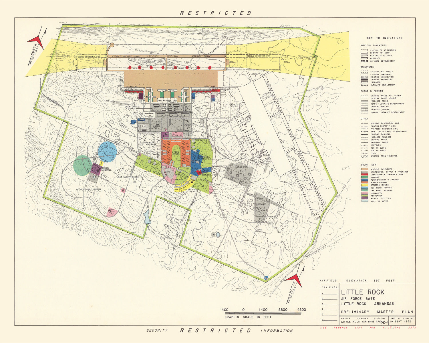 Vintage Map of Little Rock Air Force Base, 1952