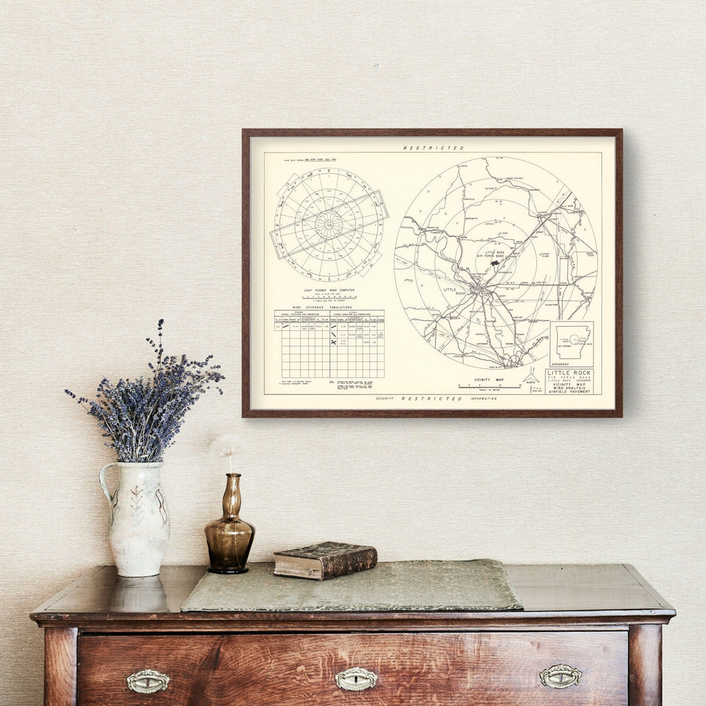Vintage Map of the Little Rock Air Force Base Vicinity, 1952