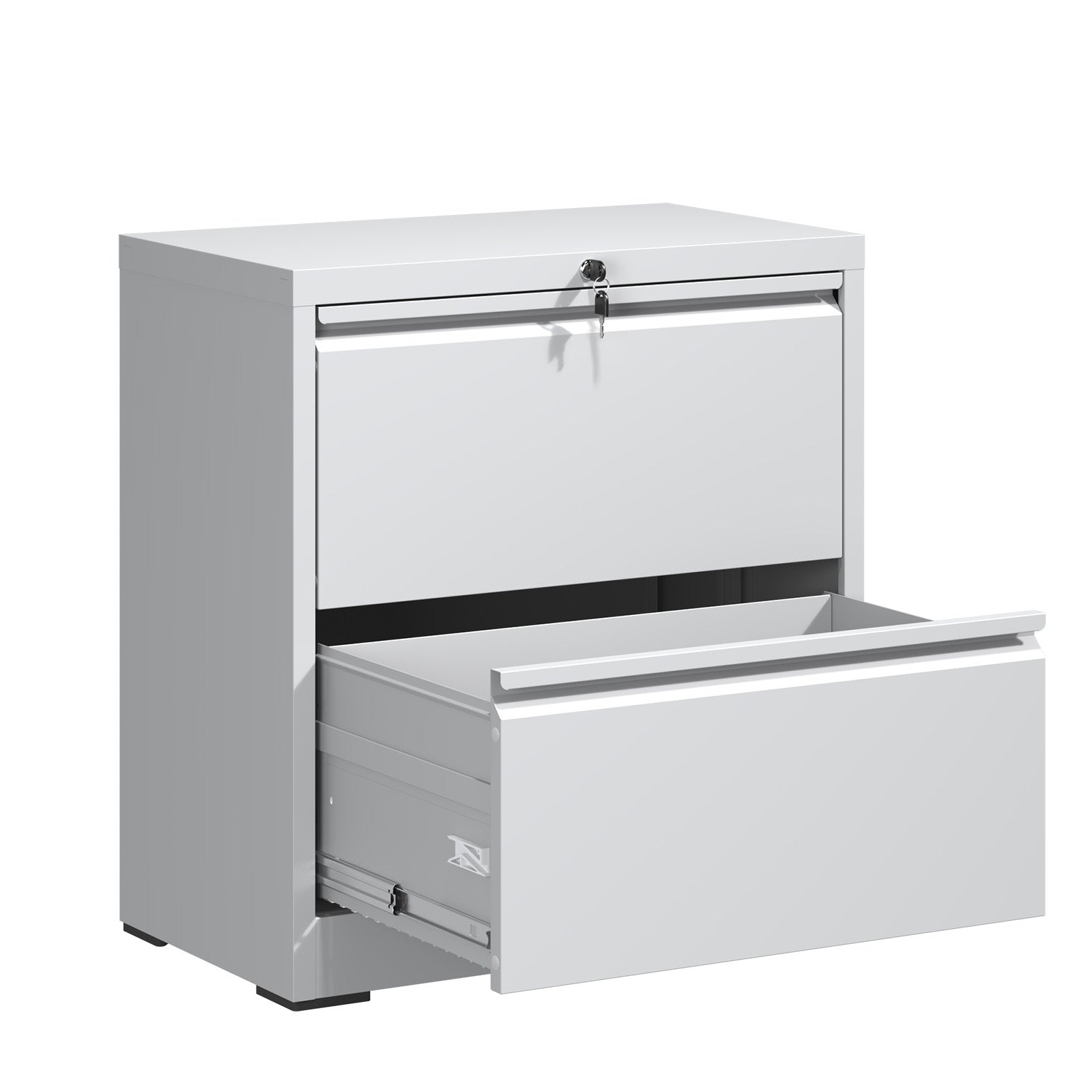 Premium 2 Drawer Metal Lateral File Cabinet with Lock, White Steel Filing Cabinet for Home Office
