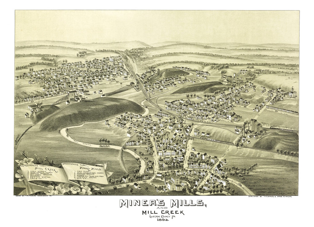 Vintage Map of Miner's Mills & Mill Creek, Pennsylvania 1892