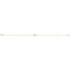 14K Yellow Gold 2 mm Round Sideways Cross 6 1/2-7 1/2" Bracelet Mounting – image 2