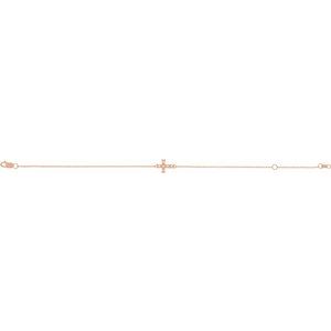 14K Rose Gold 2 mm Round Sideways Cross 6 1/2-7 1/2" Bracelet Mounting – image 2