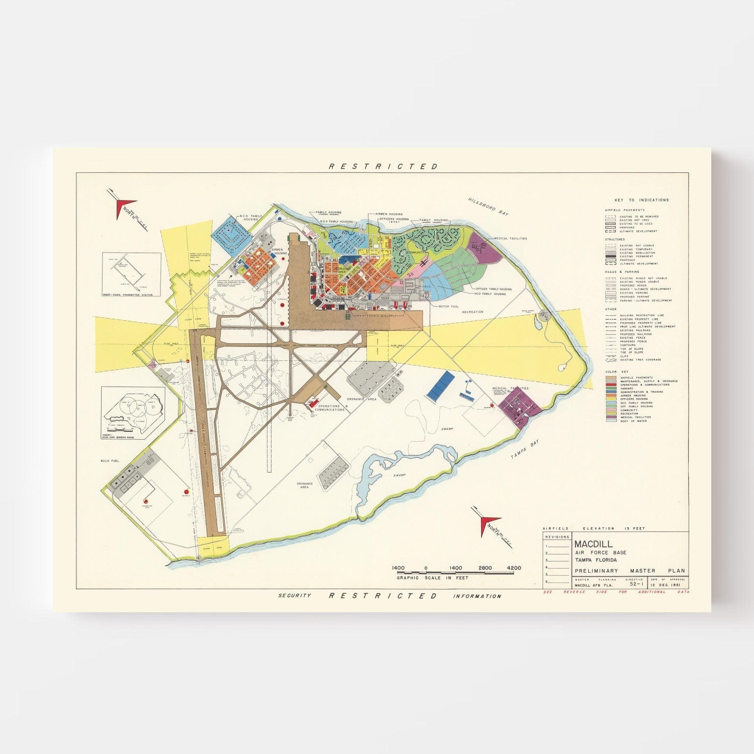 Vintage Map of MacDill Air Force Base, 1951