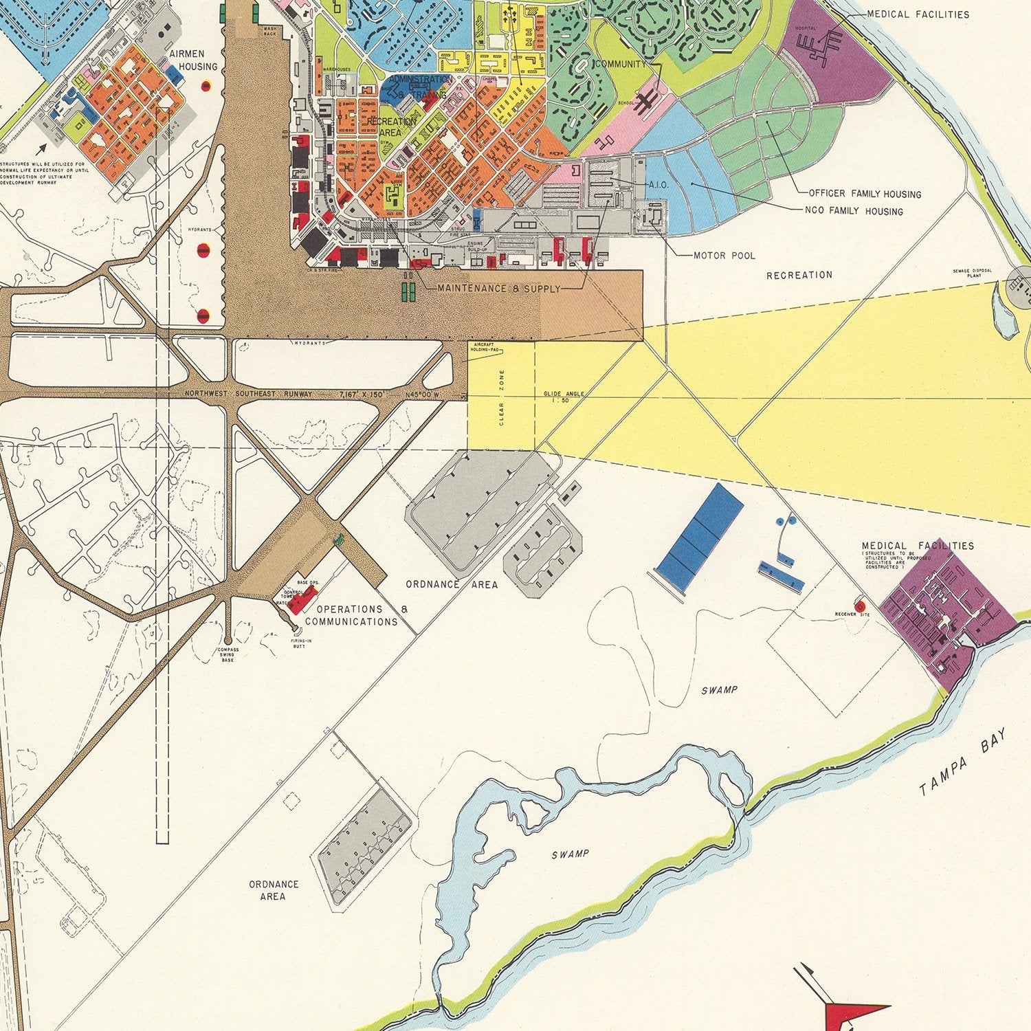 Vintage Map of MacDill Air Force Base, 1951