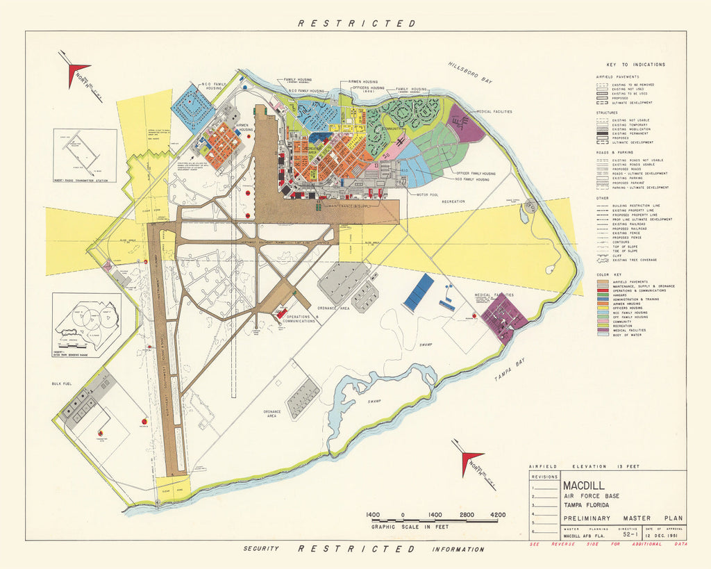 Vintage Map of MacDill Air Force Base, 1951