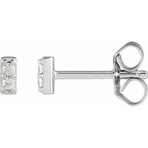 14K White Gold .06 CTW Natural Diamond Bar Earrings