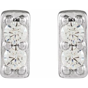 14K White Gold .06 CTW Natural Diamond Bar Earrings – image 2