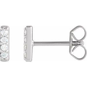 14K White Gold 1/8 CTW Natural Diamond Bar Earrings