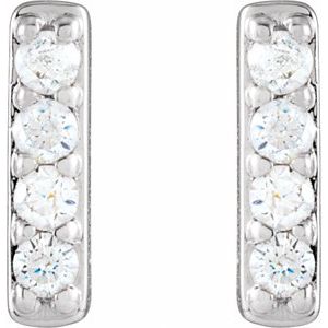 14K White Gold 1/8 CTW Natural Diamond Bar Earrings – image 2