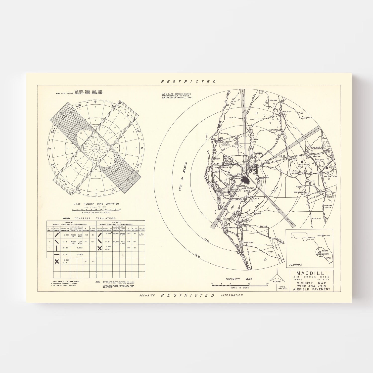 Vintage Map of the MacDill Air Force Base Vicinity, 1951