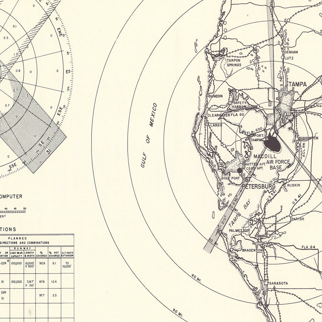 Vintage Map of the MacDill Air Force Base Vicinity, 1951