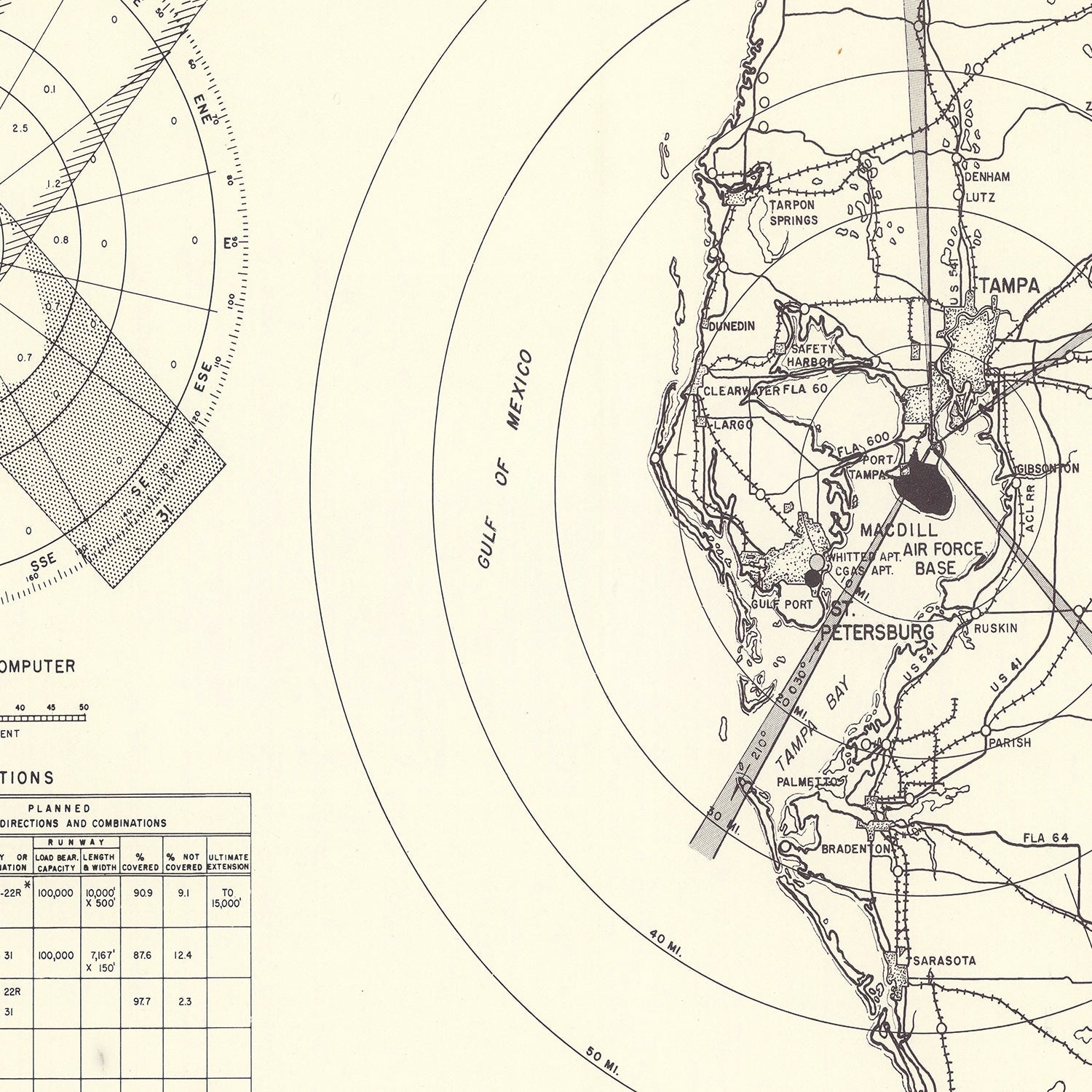 Vintage Map of the MacDill Air Force Base Vicinity, 1951