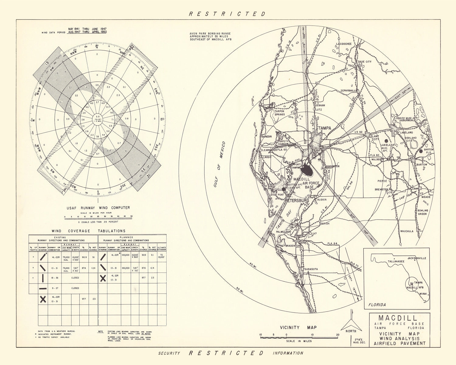 Vintage Map of the MacDill Air Force Base Vicinity, 1951