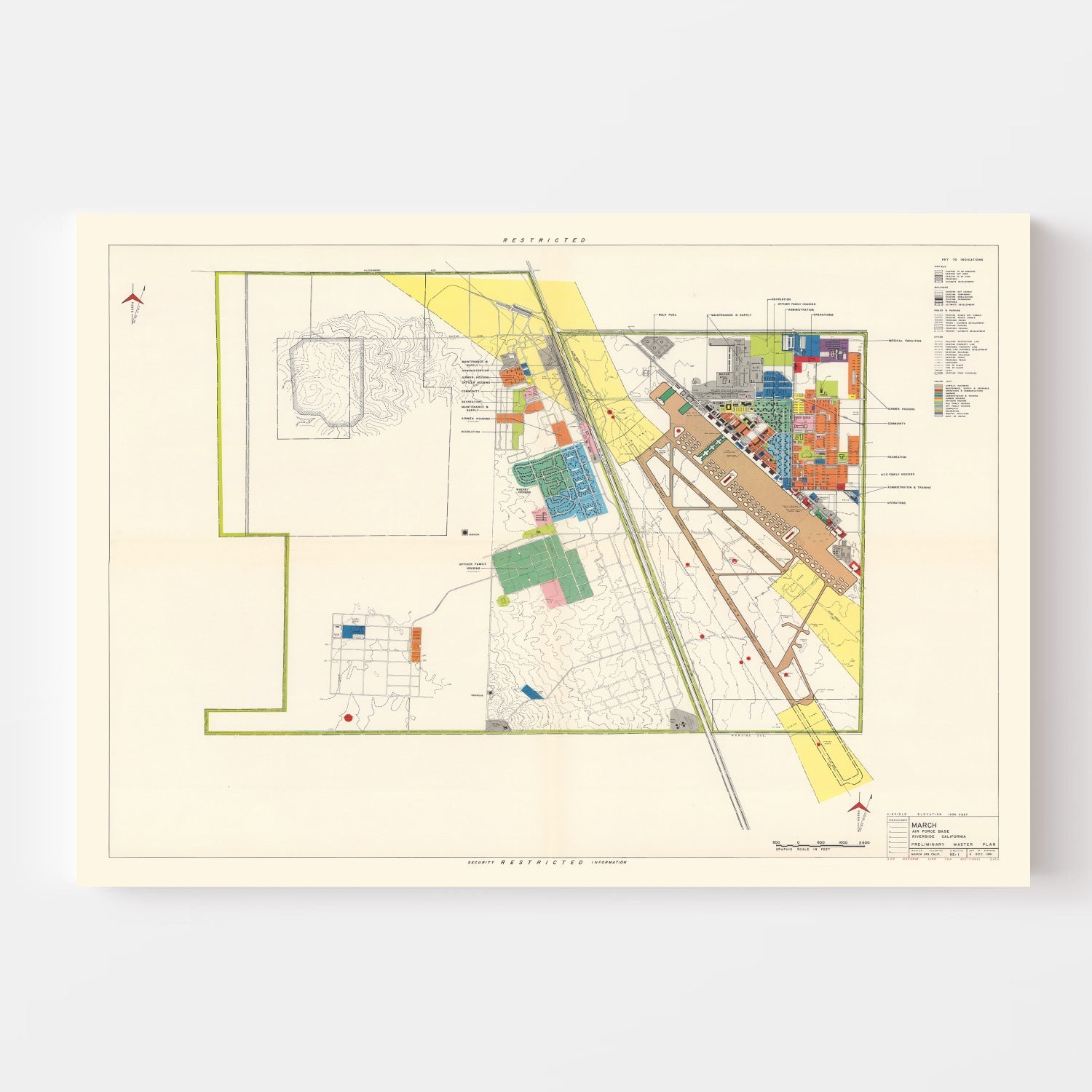 Vintage Map of March Air Force Base, 1951