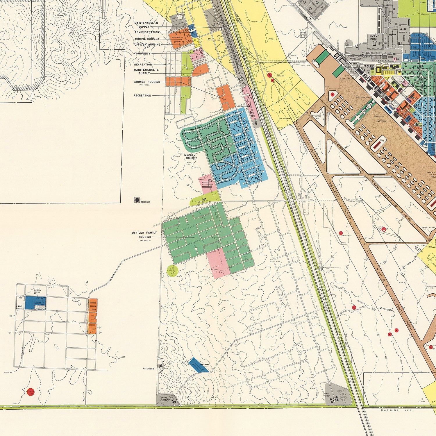Vintage Map of March Air Force Base, 1951