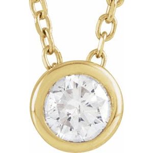 14K Yellow Gold 1/6 CT Lab-Grown Diamond Bezel-Set 16-18" Necklace