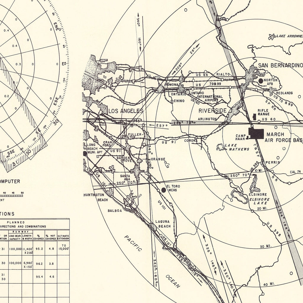 Vintage Map of the March Air Force Base Vicinity, 1951