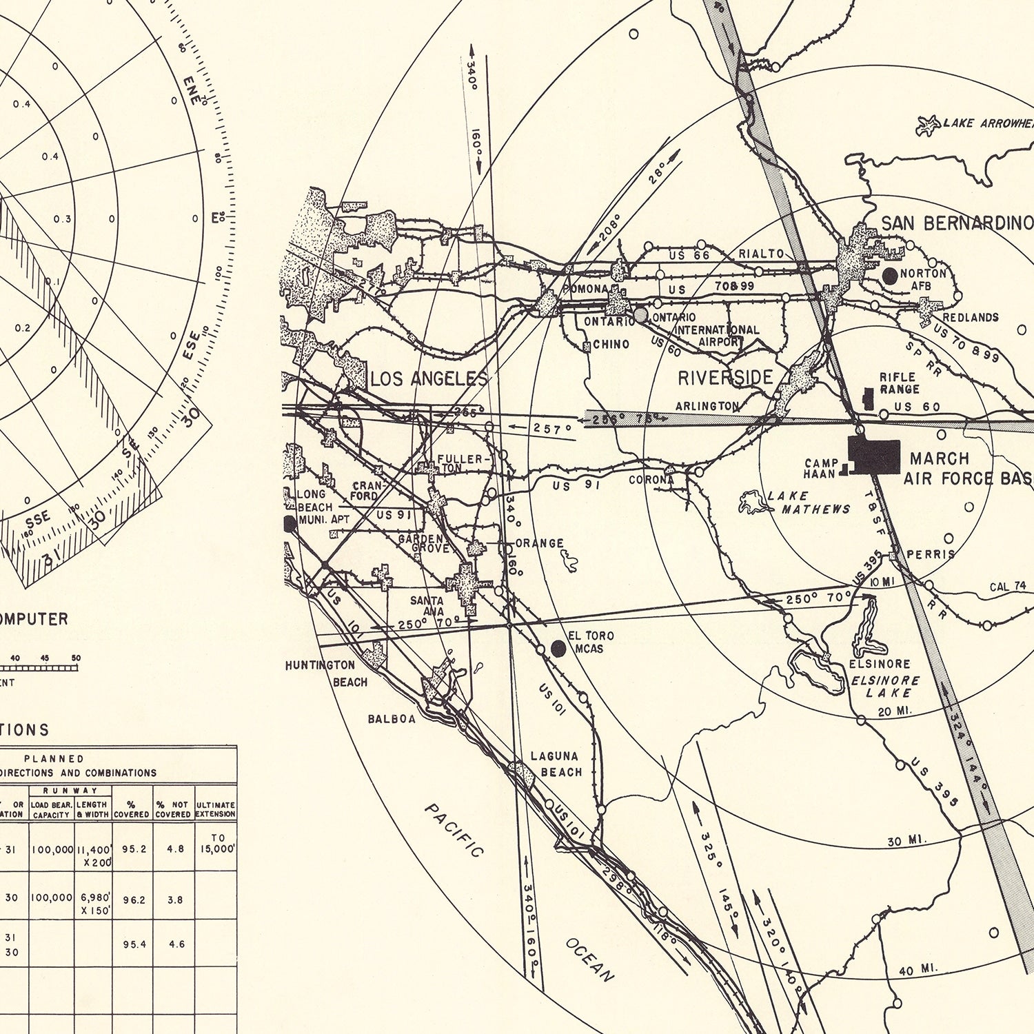 Vintage Map of the March Air Force Base Vicinity, 1951
