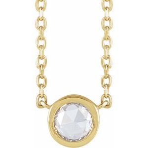 14K Yellow Gold 1/8 CT Rose-Cut Natural Diamond Bezel-Set 18" Necklace