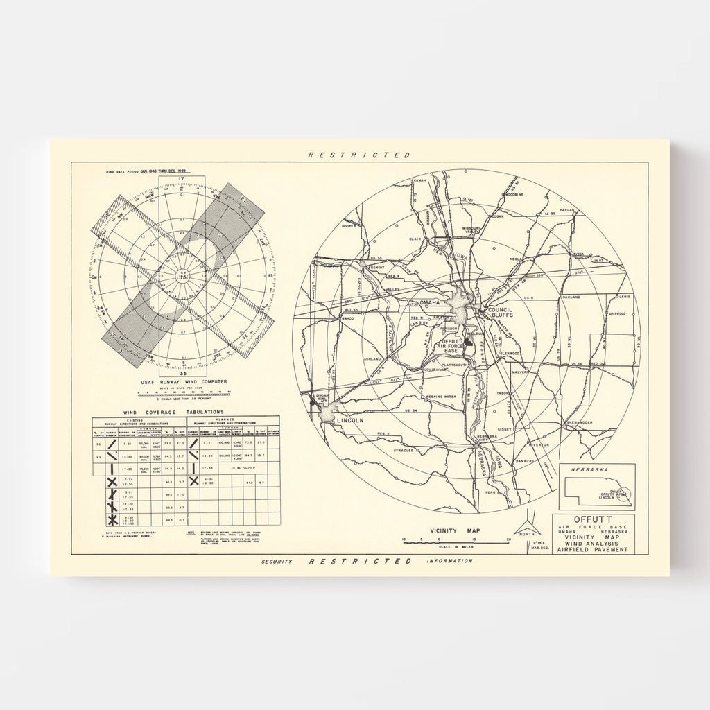 Vintage Map of the Offutt Air Force Base Vicinity, 1952
