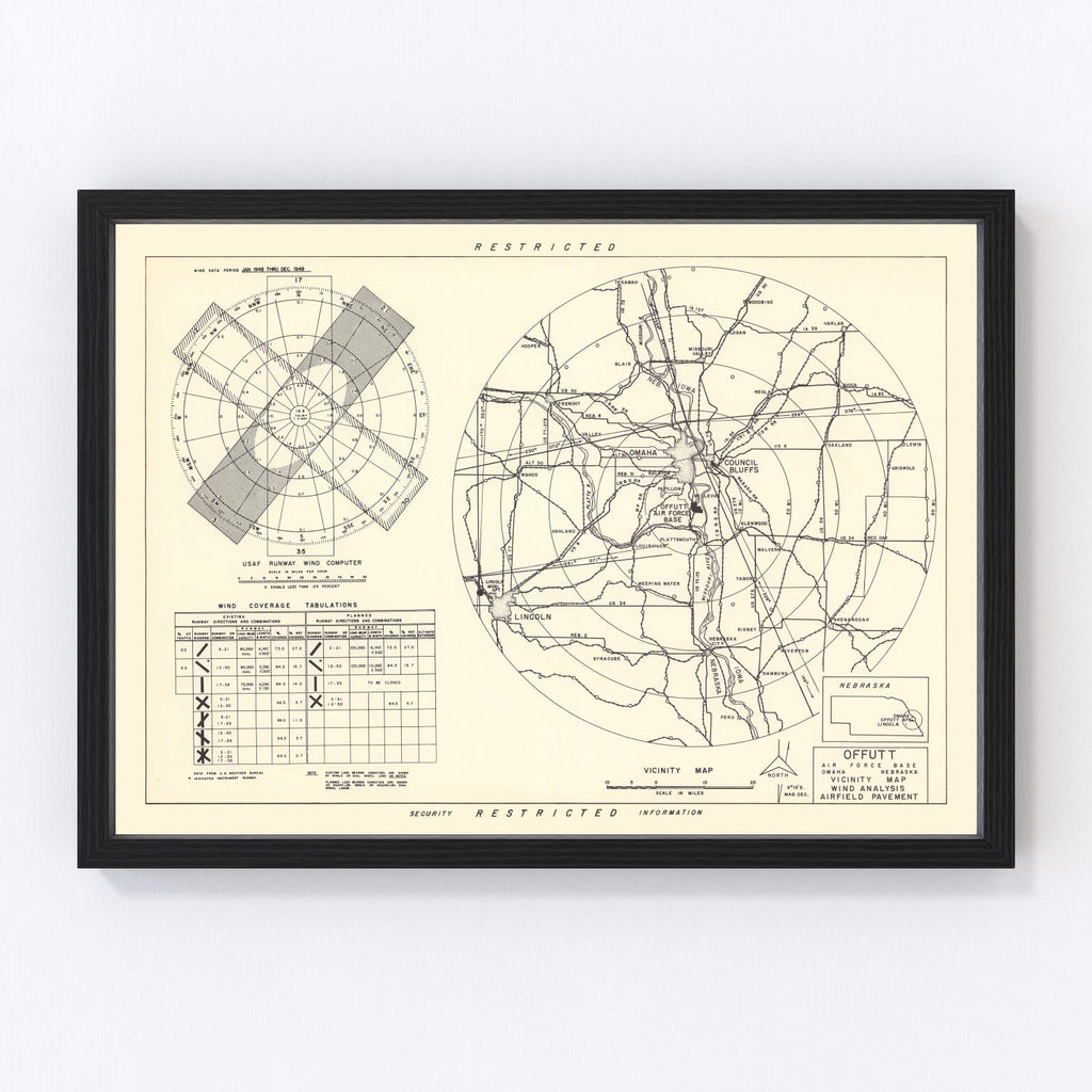 Vintage Map of the Offutt Air Force Base Vicinity, 1952
