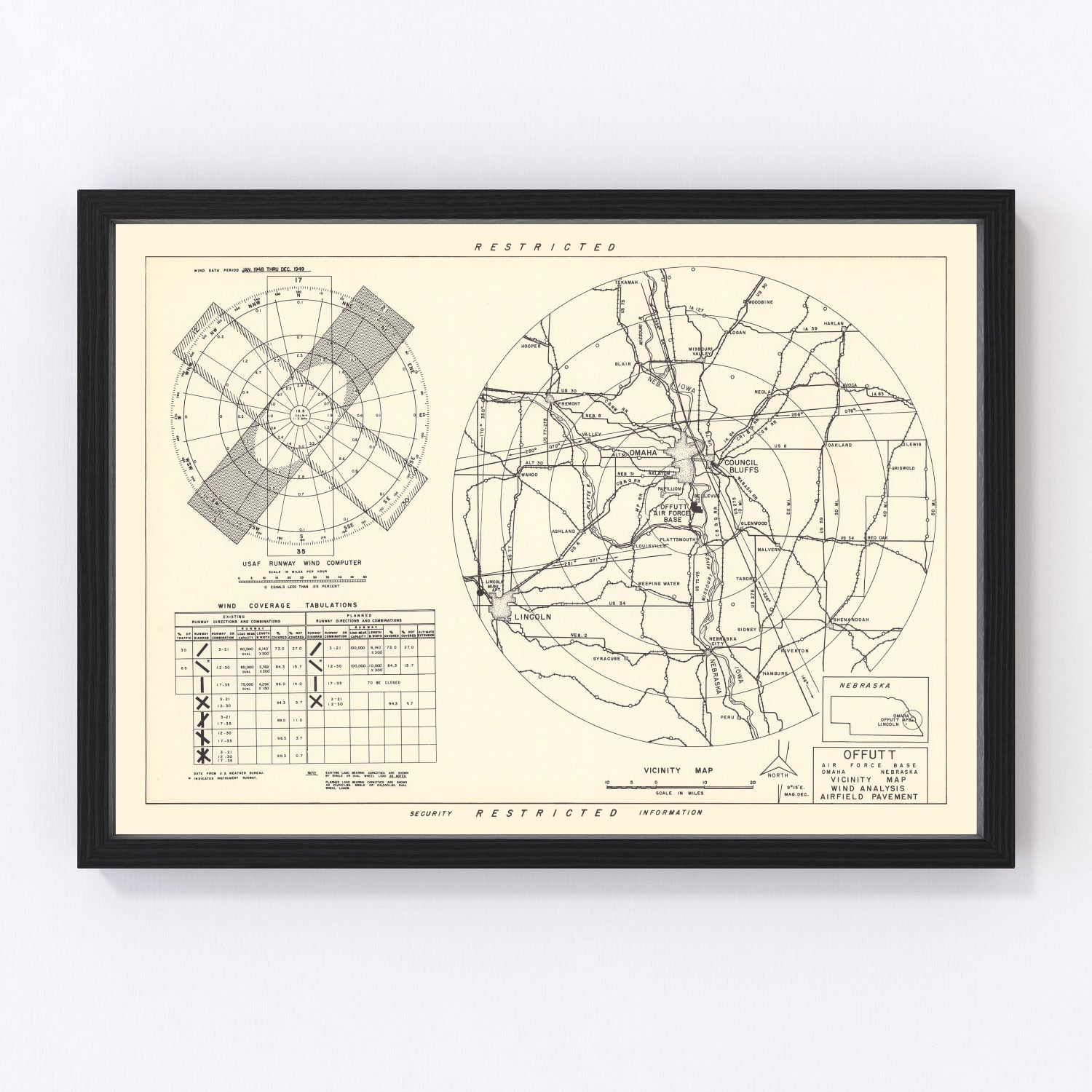 Vintage Map of the Offutt Air Force Base Vicinity, 1952