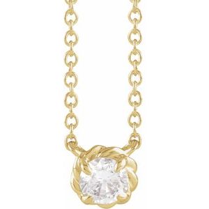 14K Yellow Gold 1/4 CT Natural Diamond Claw-Prong Rope 18" Necklace
