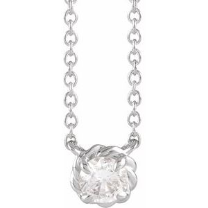 14K White Gold 1/4 CT Natural Diamond Claw-Prong Rope 18" Necklace