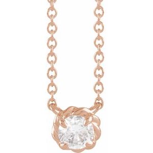 14K Rose Gold 4mm :: 1/4 CT Natural Diamond Claw-Prong Rope 18" Necklace