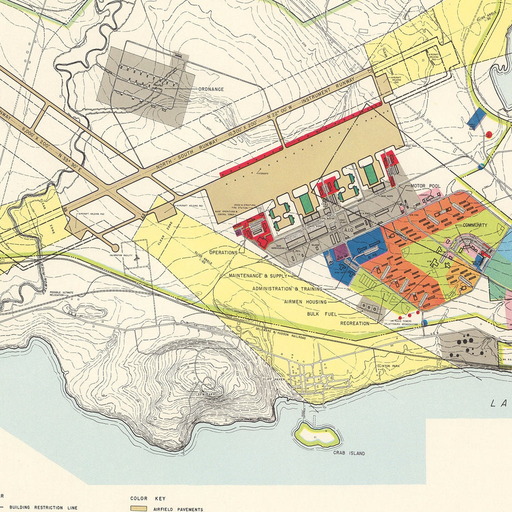 Vintage Map of Plattsburg Barracks, 1952