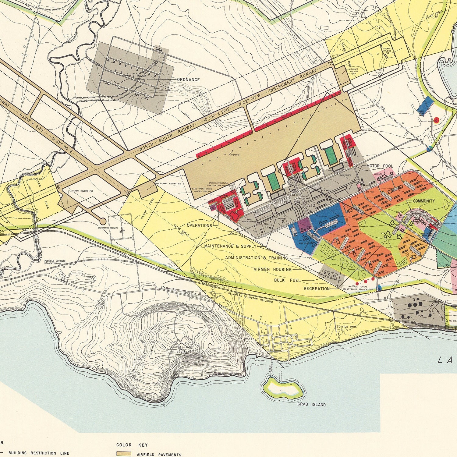 Vintage Map of Plattsburg Barracks, 1952