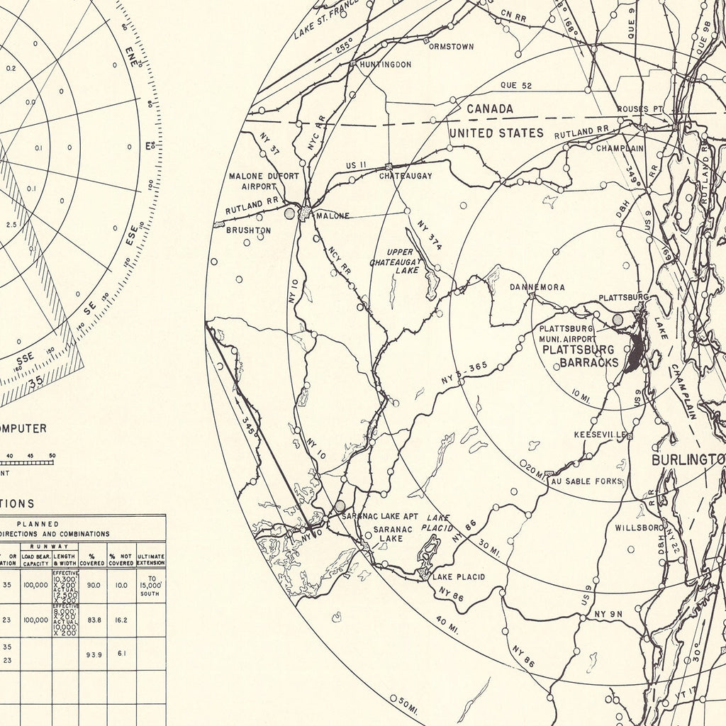 Vintage Map of the Plattsburg Barracks Vicinity, 1952