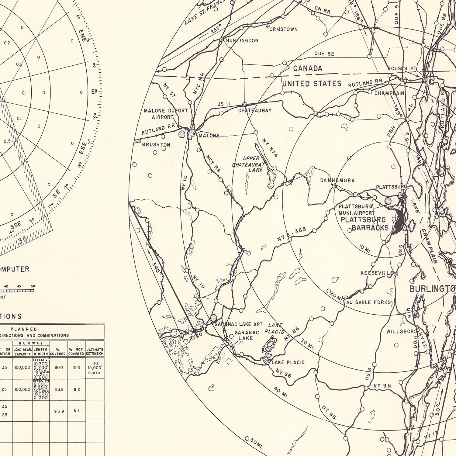 Vintage Map of the Plattsburg Barracks Vicinity, 1952
