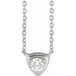 Platinum 1/6 CT Natural Diamond Solitaire 18" Necklace