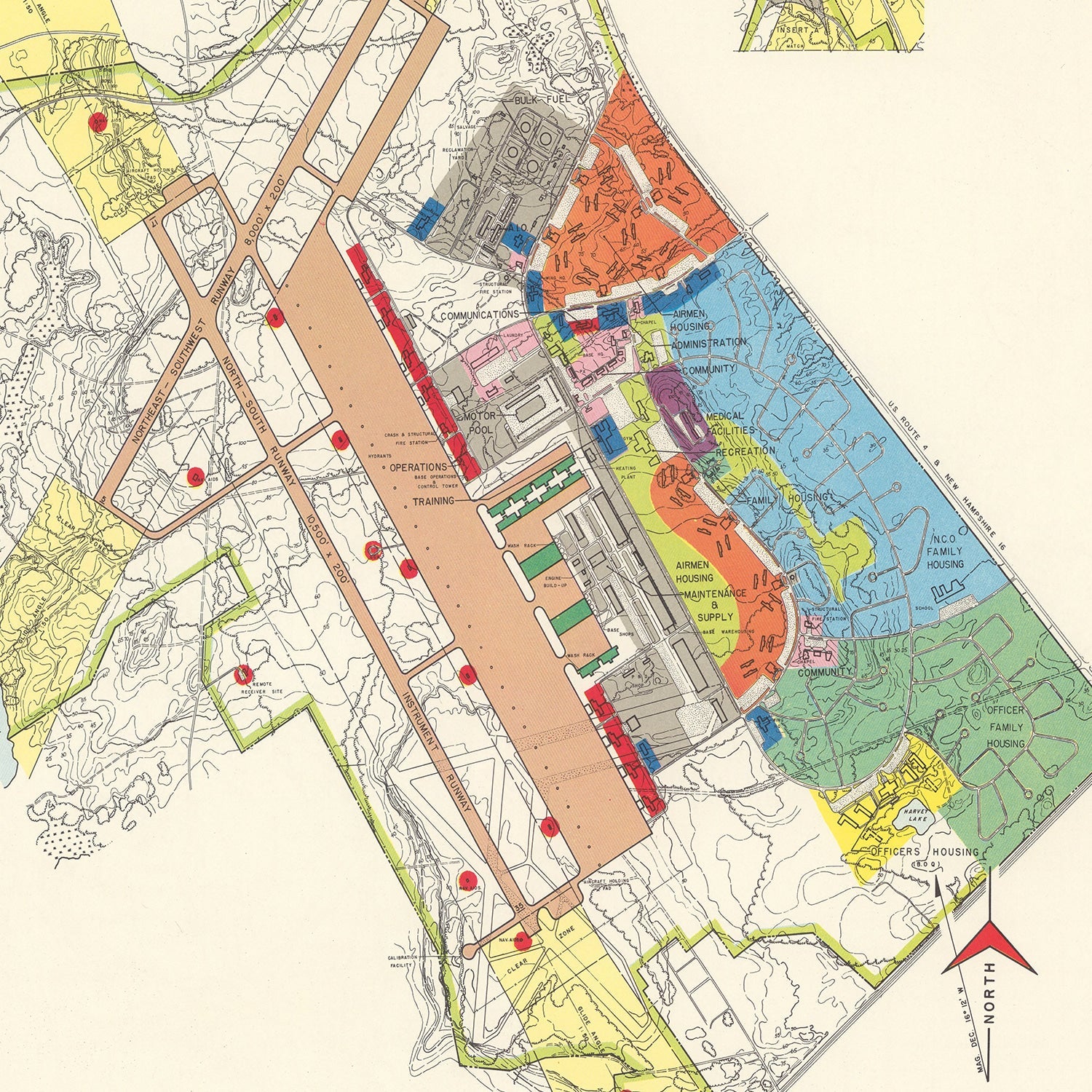 Vintage Map of Portsmouth Municipal Airport, 1951