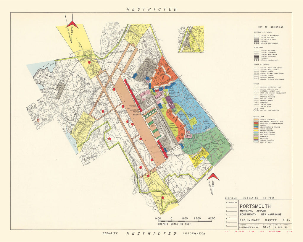 Vintage Map of Portsmouth Municipal Airport, 1951