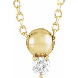 14K Yellow Gold .06 CT Natural Diamond Bead 16-18" Necklace