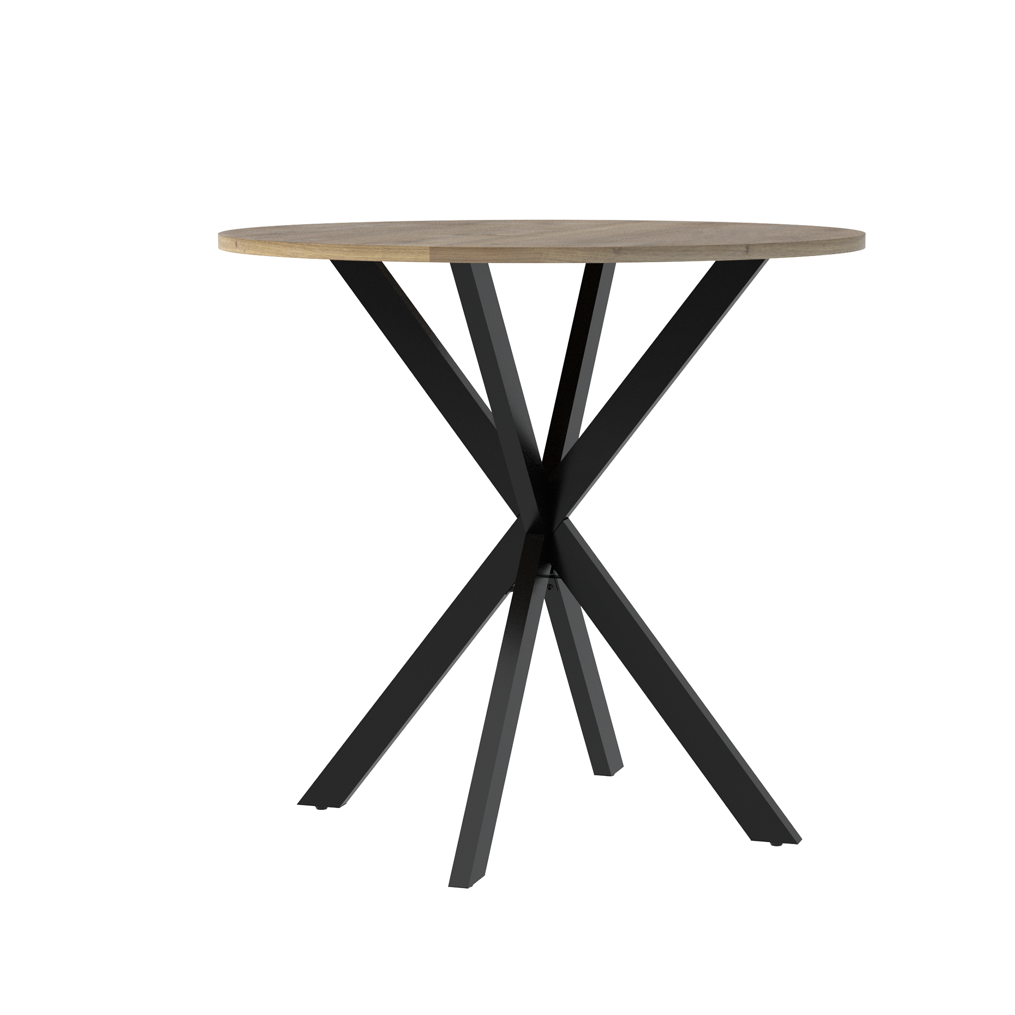 31.5 Inch Round Dining Table, Small Circle Kitchen Table with Metal Black Legs for 2-4 people,Modern Dining Room Table, Brown (only table)