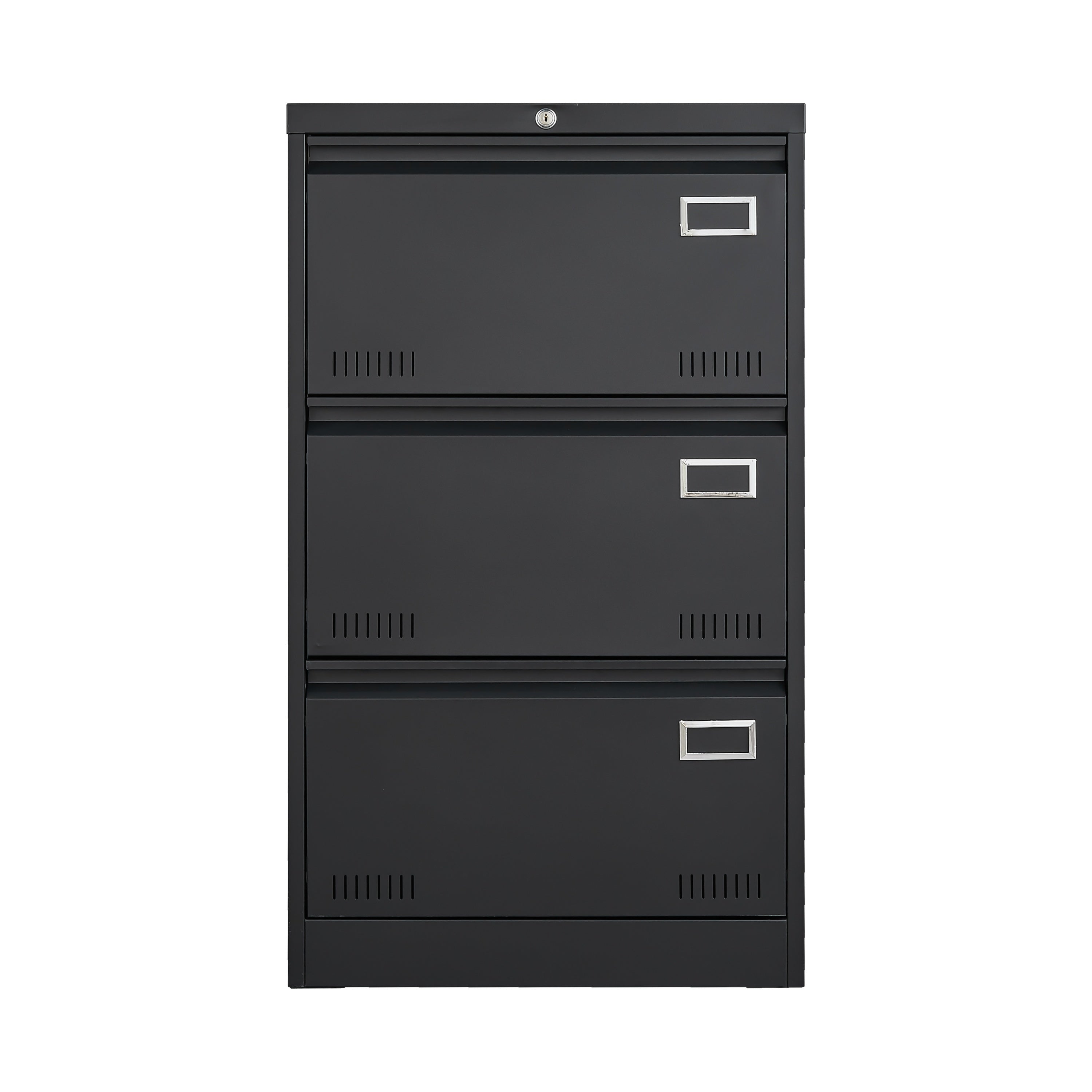 Black Metal 3-Drawer Lateral Filing Cabinet with Lock for Home and Office