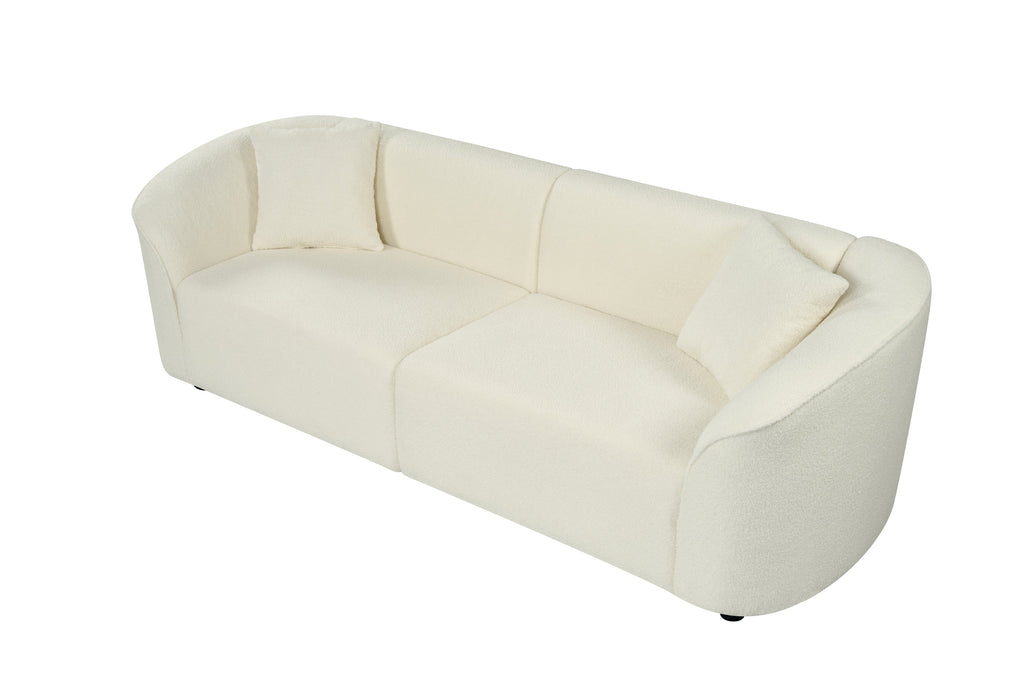 87' Curved Contemporary Sofa in Beige: Plush Seating, Streamlined Design, and Durable Frame – Ideal for Stylish Living Spaces