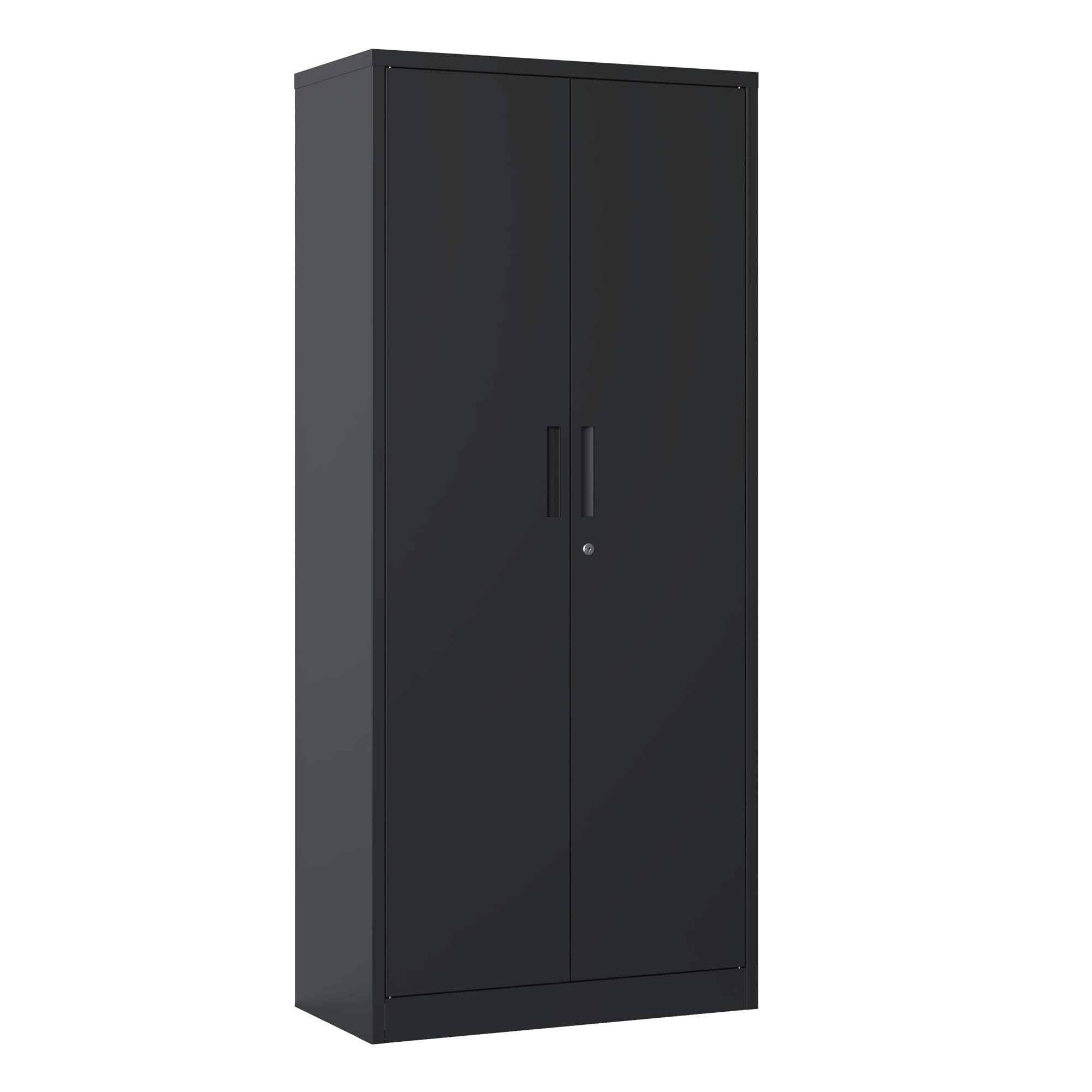 Heavy Metal 72'H Garage Storage Cabinet with Locking Doors, Black Steel, Adjustable Shelves