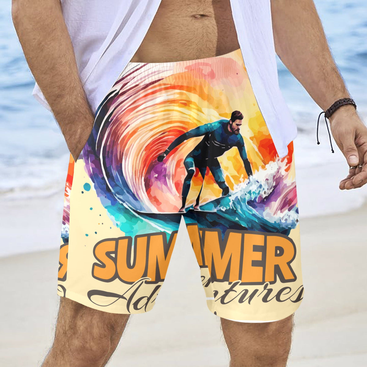 Summer Adventures Men's Beach Shorts with Pockets