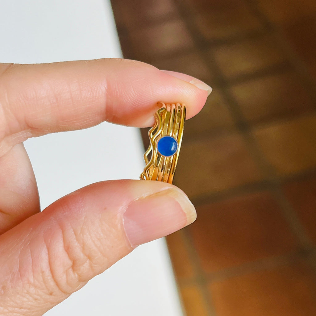 14k gold-fill or sterling silver SMALL GEM STACK RING SET