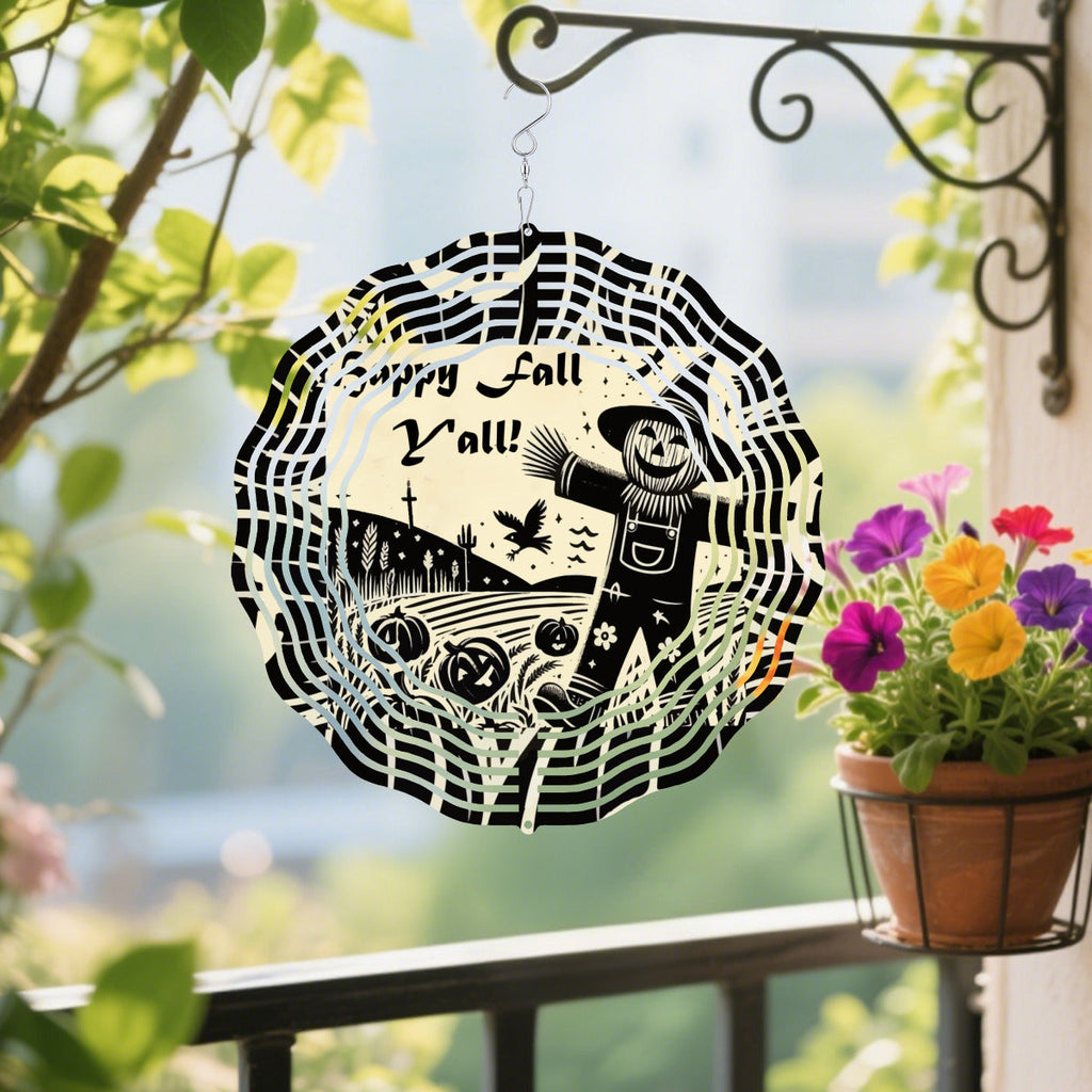 Scarecrow Happy Fall Y'all Wind Spinner Outdoor Decor